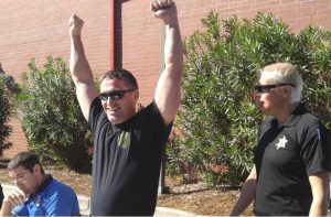 Pictured: Hanahan Police Chief Dennis Turner celebrates his victory. (Via Mount Pleasant Police Department/Twitter)