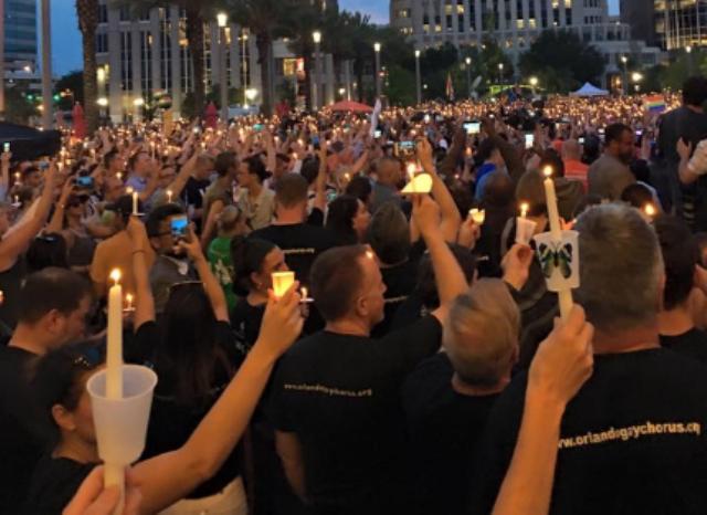 Thousand come together for a candlelight vigil in Orlando to honor the 49 victims who lost their lives (Via Pulse/Facebook)