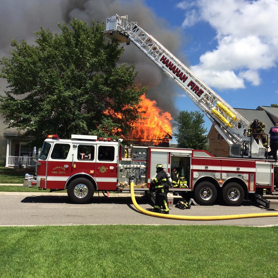 The fire occurred Saturday in Tanner Plantation in Hanahan.