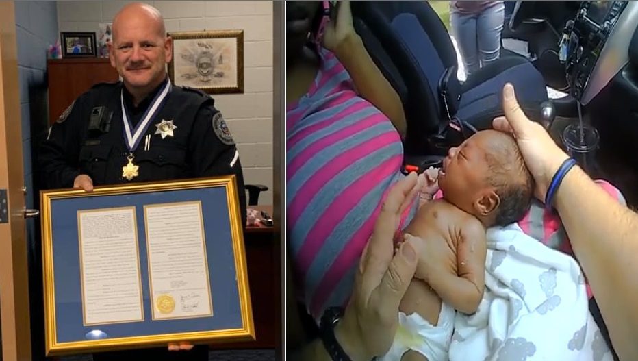 Corporal Will Kimbro with the Berkeley County Sheriff's Office receives the Medal of Valor for saving a 12-day-old infant's life.